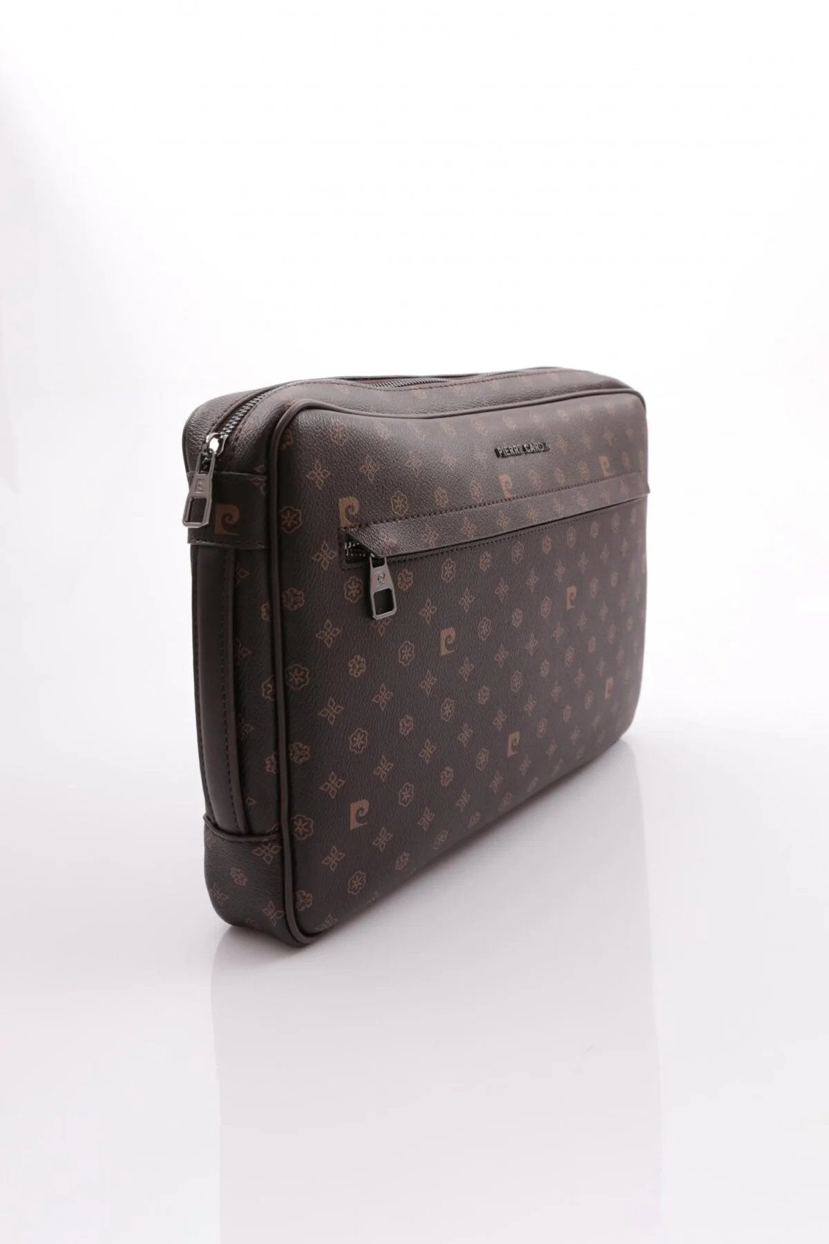 Kahverengi Monogram El Tutma Saplı Fermuar Kapamalı Erkek Laptop & Evrak Çantası