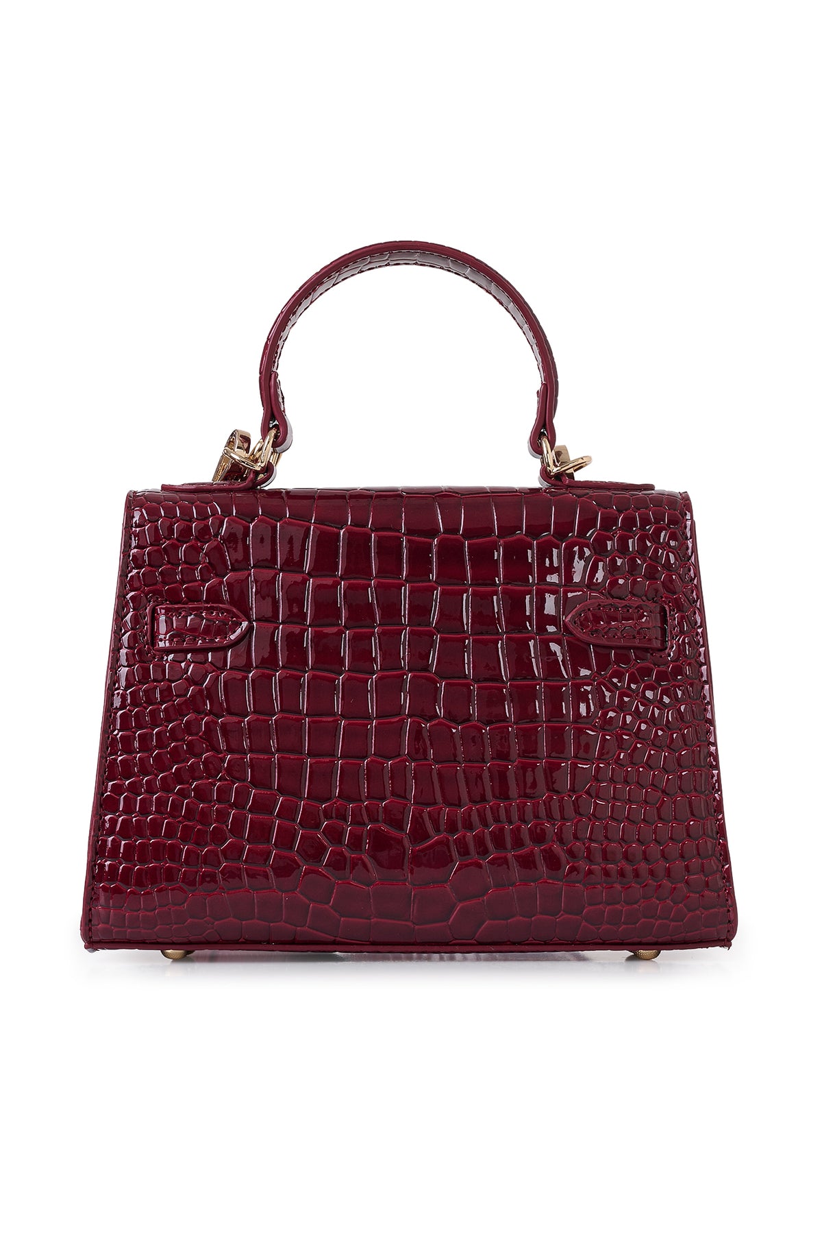 Limited Edition Bordo Fermuar ve Kilit Kapamalı Çıkarılabilir Askılı Kadın Çapraz Omuz Çantası