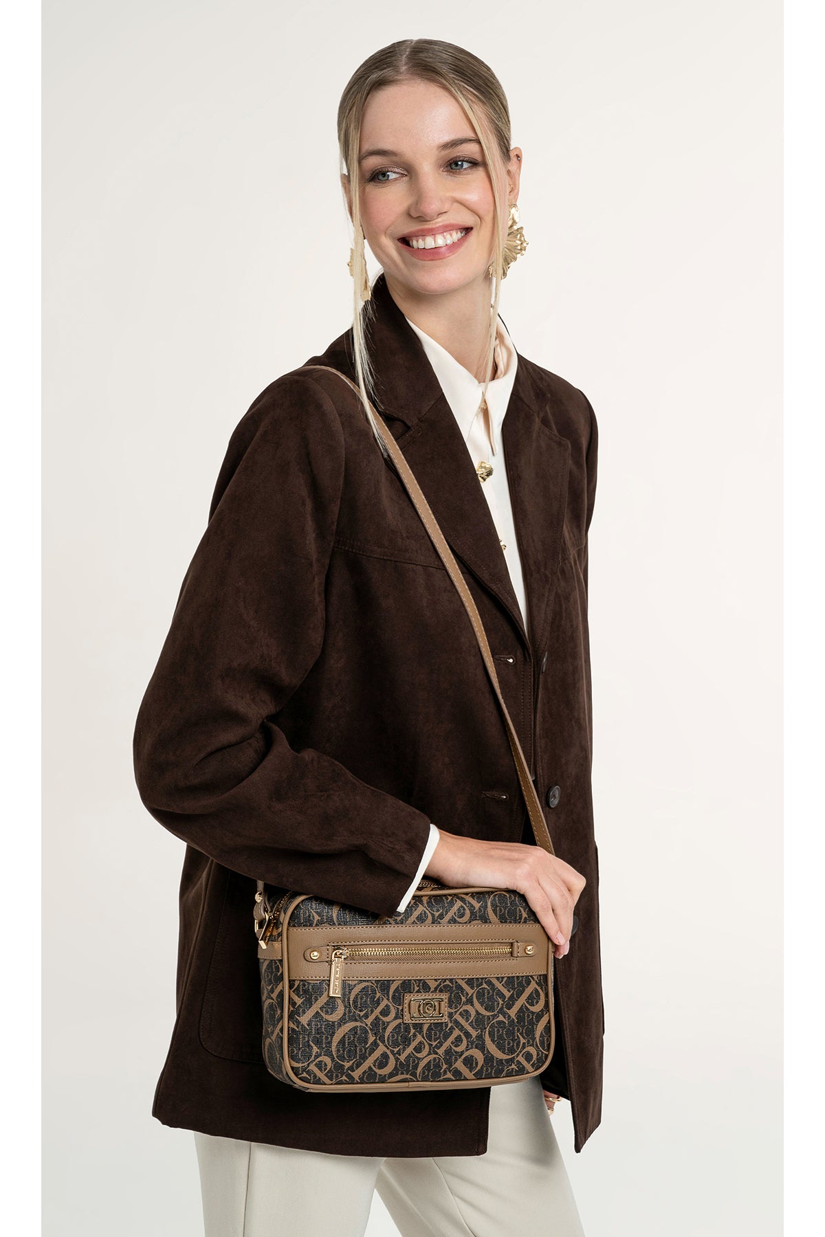 Monogram Kahve Kadın Çapraz Omuz Çantası 05PO25Y2514