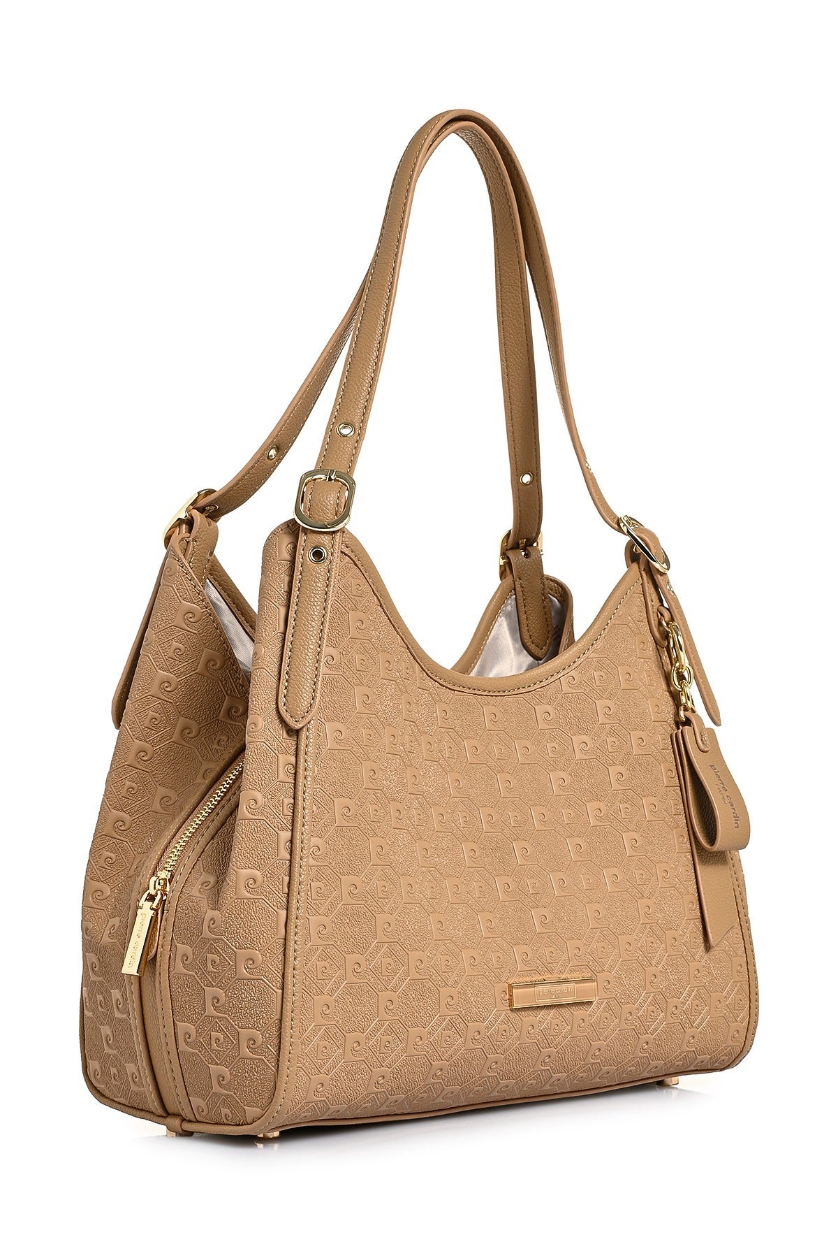 Kadın Kadın Camel Print Desenli Fermuarlı Çok Bölmeli Omuz Çantası