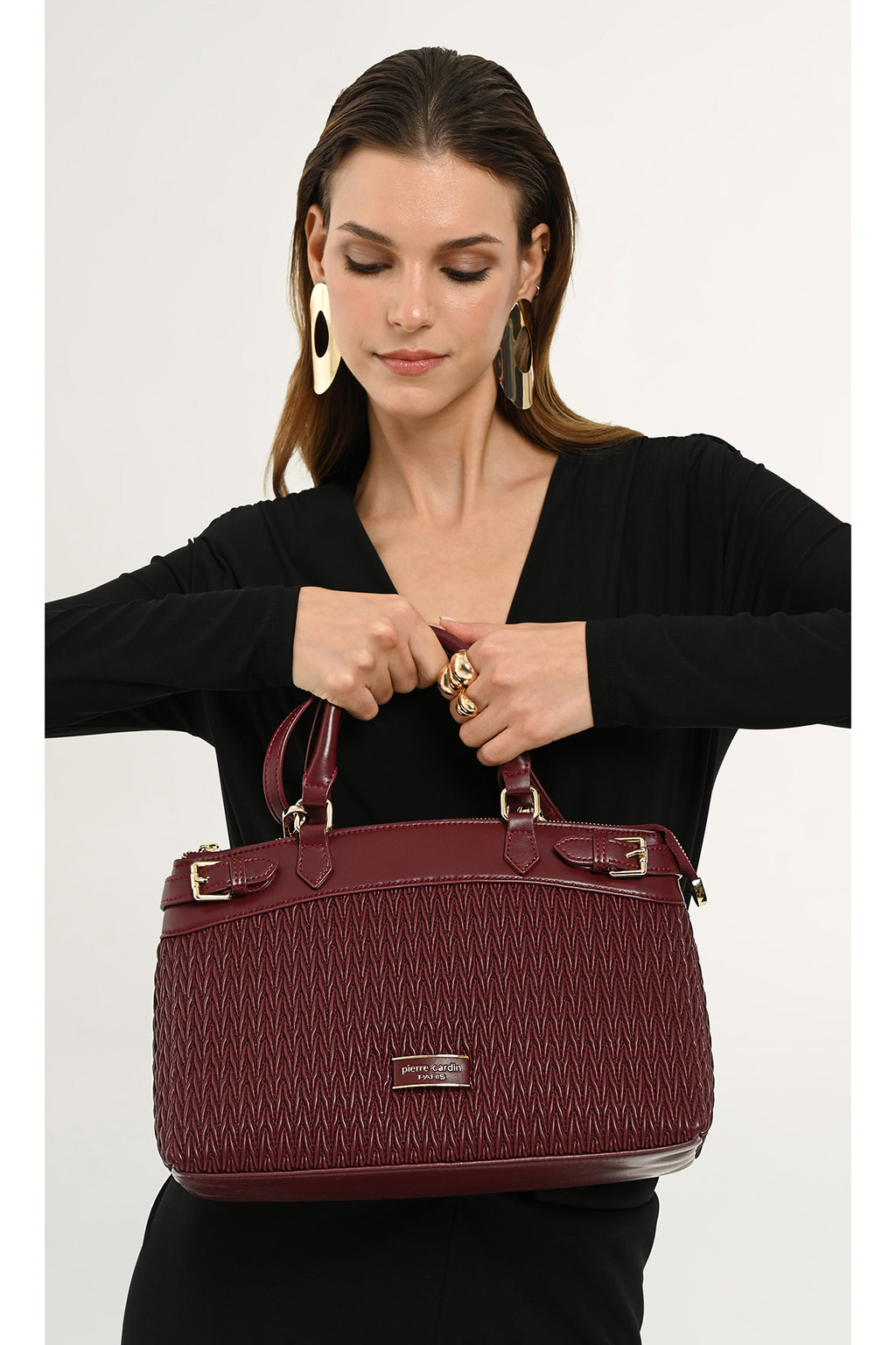 Limited Edition Bordo Fermuar Kapamalı Çıkarılabilir Askılı Kadın Omuz Çantası 05PC25K10121