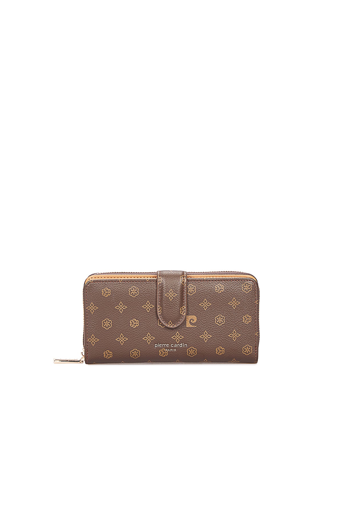 Krem Çiçek Monogram Çıtçıtlı Orta Boy Kadın Cüzdan